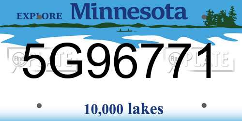 5G96771 Minnesota License Plate