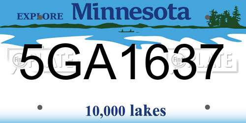 5GA1637 Minnesota License Plate