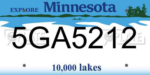 5GA5212 Minnesota License Plate