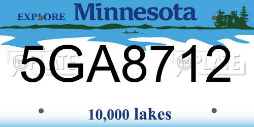 5GA8712 Minnesota License Plate