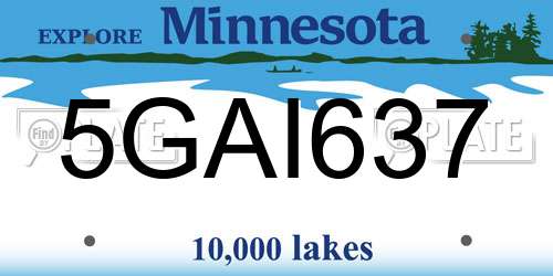 5GAI637 Minnesota License Plate