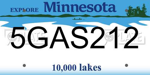 5GAS212 Minnesota License Plate