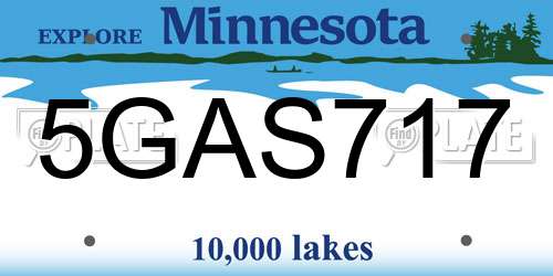 5GAS717 Minnesota License Plate