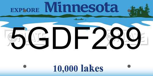 5GDF289 Minnesota License Plate
