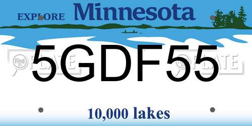 5GDF55 Minnesota License Plate