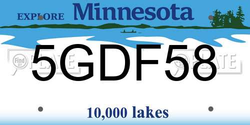 5GDF58 Minnesota License Plate