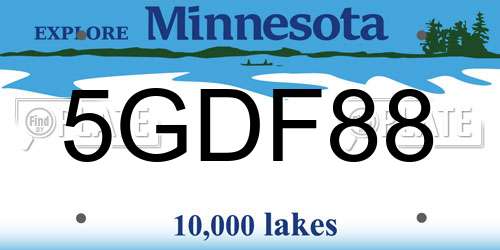5GDF88 Minnesota License Plate