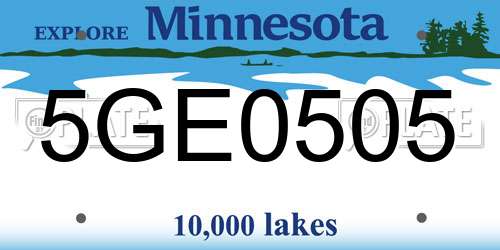 5GE0505 Minnesota License Plate