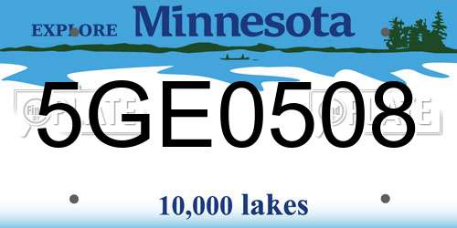 5GE0508 Minnesota License Plate