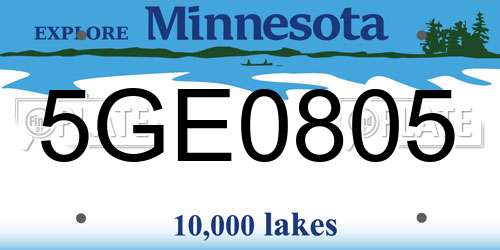 5GE0805 Minnesota License Plate