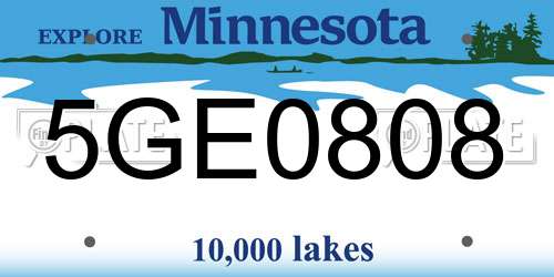 5GE0808 Minnesota License Plate