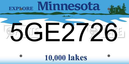 5GE2726 Minnesota License Plate