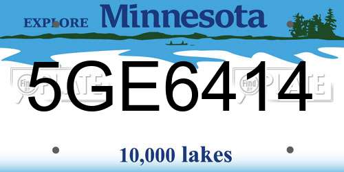 5GE6414 Minnesota License Plate