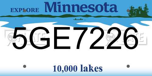 5GE7226 Minnesota License Plate
