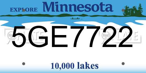 5GE7722 Minnesota License Plate