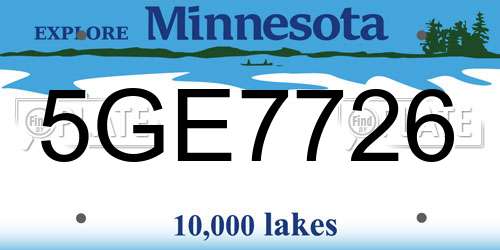 5GE7726 Minnesota License Plate