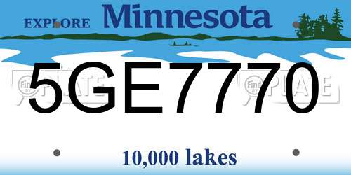 5GE7770 Minnesota License Plate