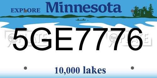 5GE7776 Minnesota License Plate