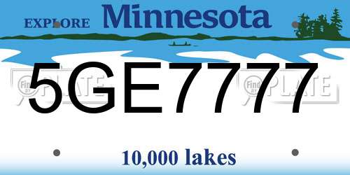 5GE7777 Minnesota License Plate