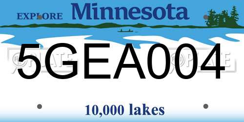 5GEA004 Minnesota License Plate