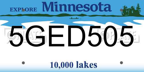 5GED505 Minnesota License Plate