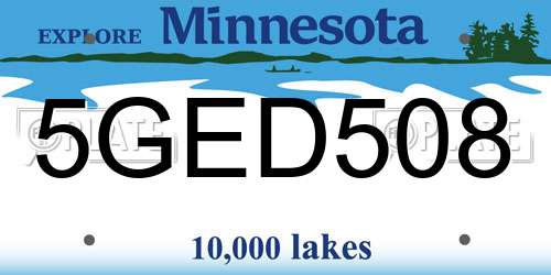 5GED508 Minnesota License Plate