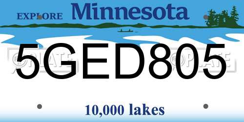 5GED805 Minnesota License Plate