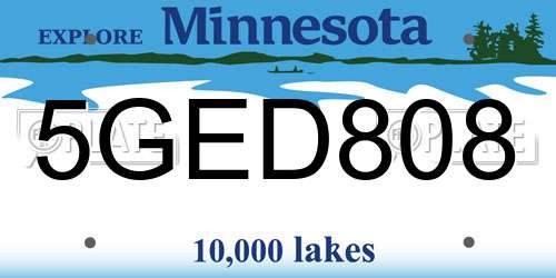 5GED808 Minnesota License Plate