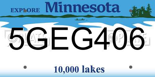 5GEG406 Minnesota License Plate