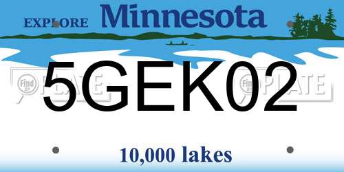 5GEK02 Minnesota License Plate