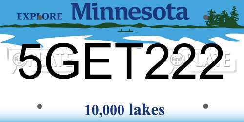 5GET222 Minnesota License Plate