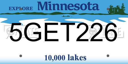 5GET226 Minnesota License Plate