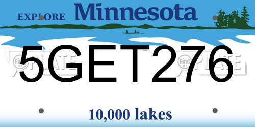 5GET276 Minnesota License Plate