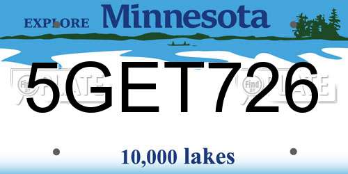 5GET726 Minnesota License Plate