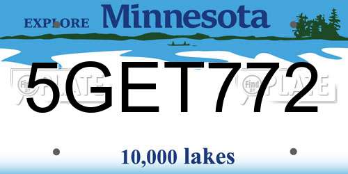 5GET772 Minnesota License Plate