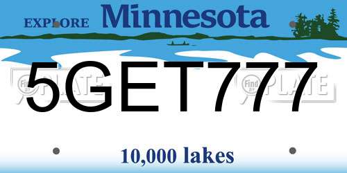 5GET777 Minnesota License Plate