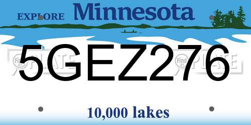 5GEZ276 Minnesota License Plate