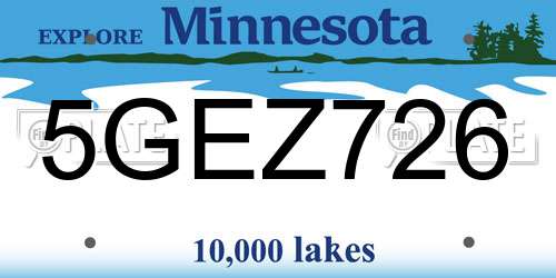5GEZ726 Minnesota License Plate