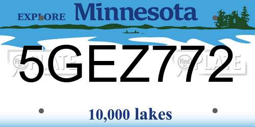 5GEZ772 Minnesota License Plate