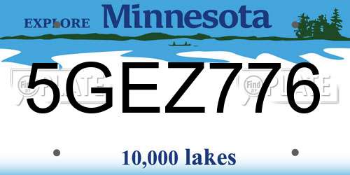 5GEZ776 Minnesota License Plate