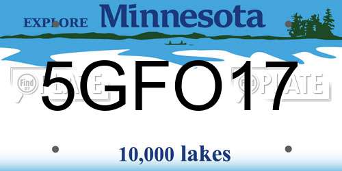5GFO17 Minnesota License Plate