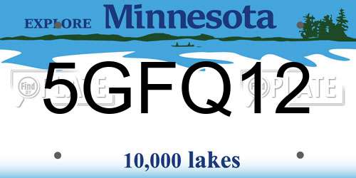 5GFQ12 Minnesota License Plate