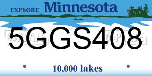 5GGS408 Minnesota License Plate