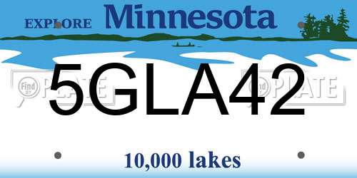5GLA42 Minnesota License Plate