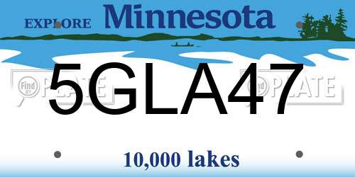 5GLA47 Minnesota License Plate