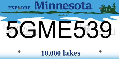 5GME539 Minnesota License Plate