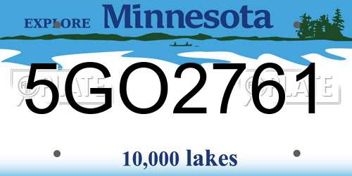 5GO2761 Minnesota License Plate