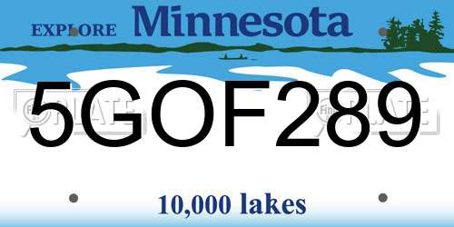 5GOF289 Minnesota License Plate
