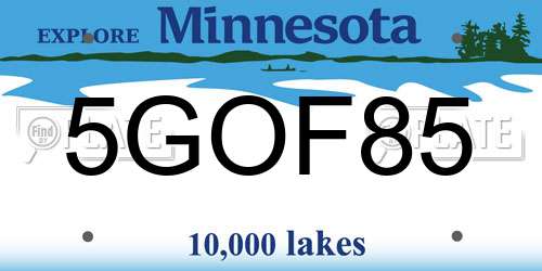 5GOF85 Minnesota License Plate