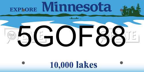 5GOF88 Minnesota License Plate